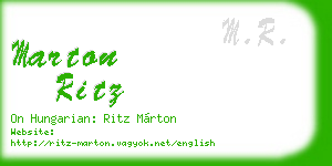 marton ritz business card